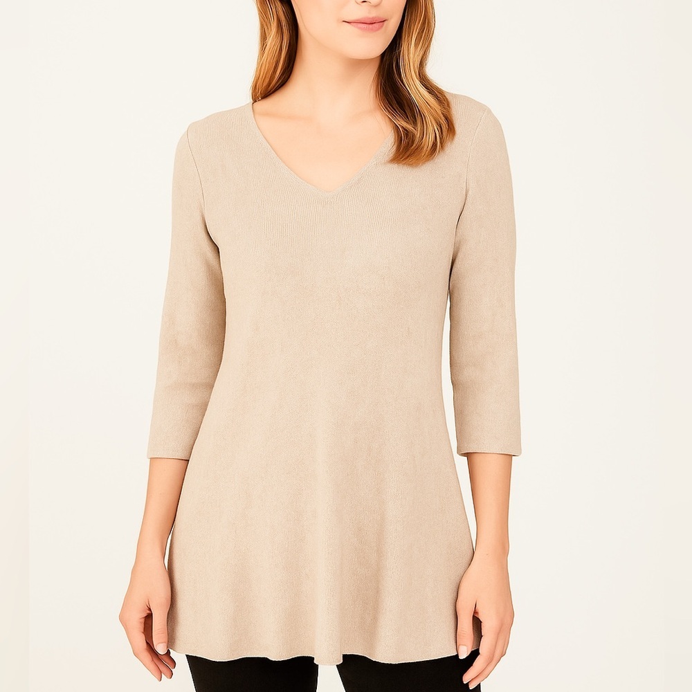 Peruvian Connection Oatmeal Pima Cotton Sweater Tunic, size M